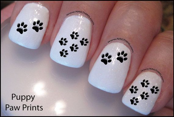 Dog Paw Nail Art
 Paw Print Nail Decal Dog paw Design Nail Art by
