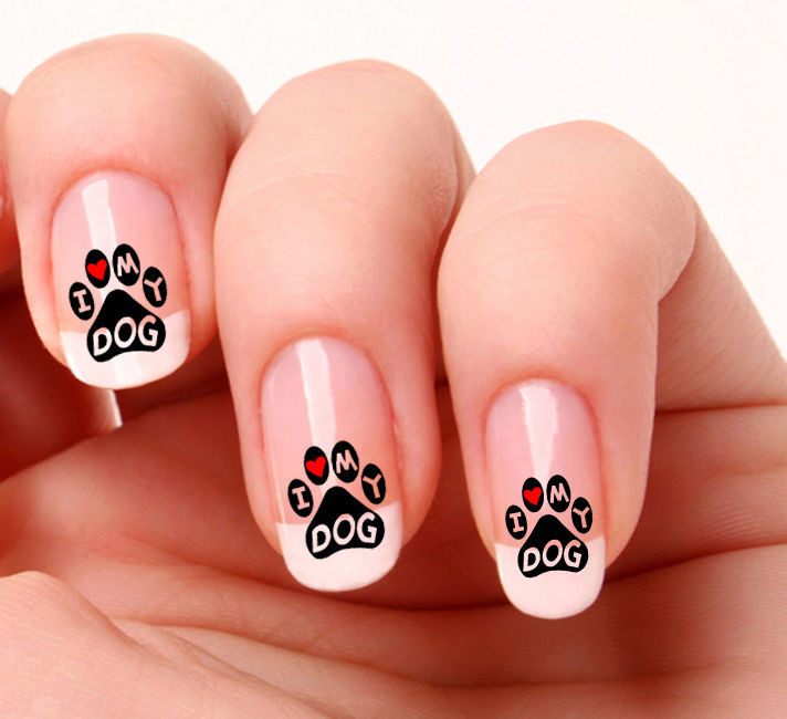 Dog Paw Nail Art
 20 Nail Art Stickers Transfers Decals 806 Dog paw