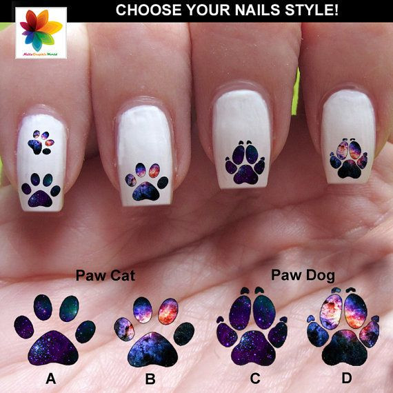 Dog Paw Nail Art
 cat paw nail paw print nail decal 45 60 90 by