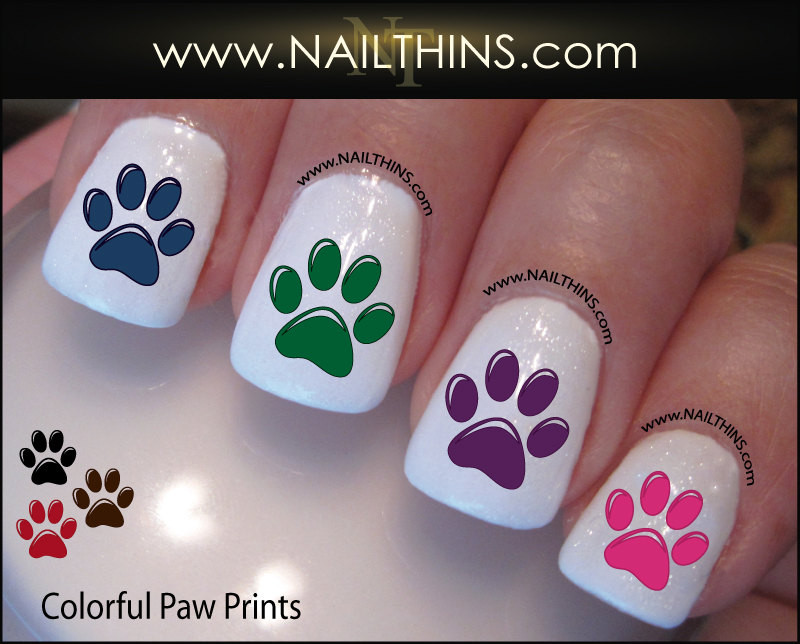 Dog Paw Nail Art
 Colorful Paw Prints Nail Decal Colorful Dog Paw Nail Design