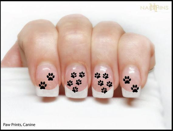 Dog Paw Nail Art
 Dog Paw Print Nail Decal Canine nail art Animal Tracks Nail