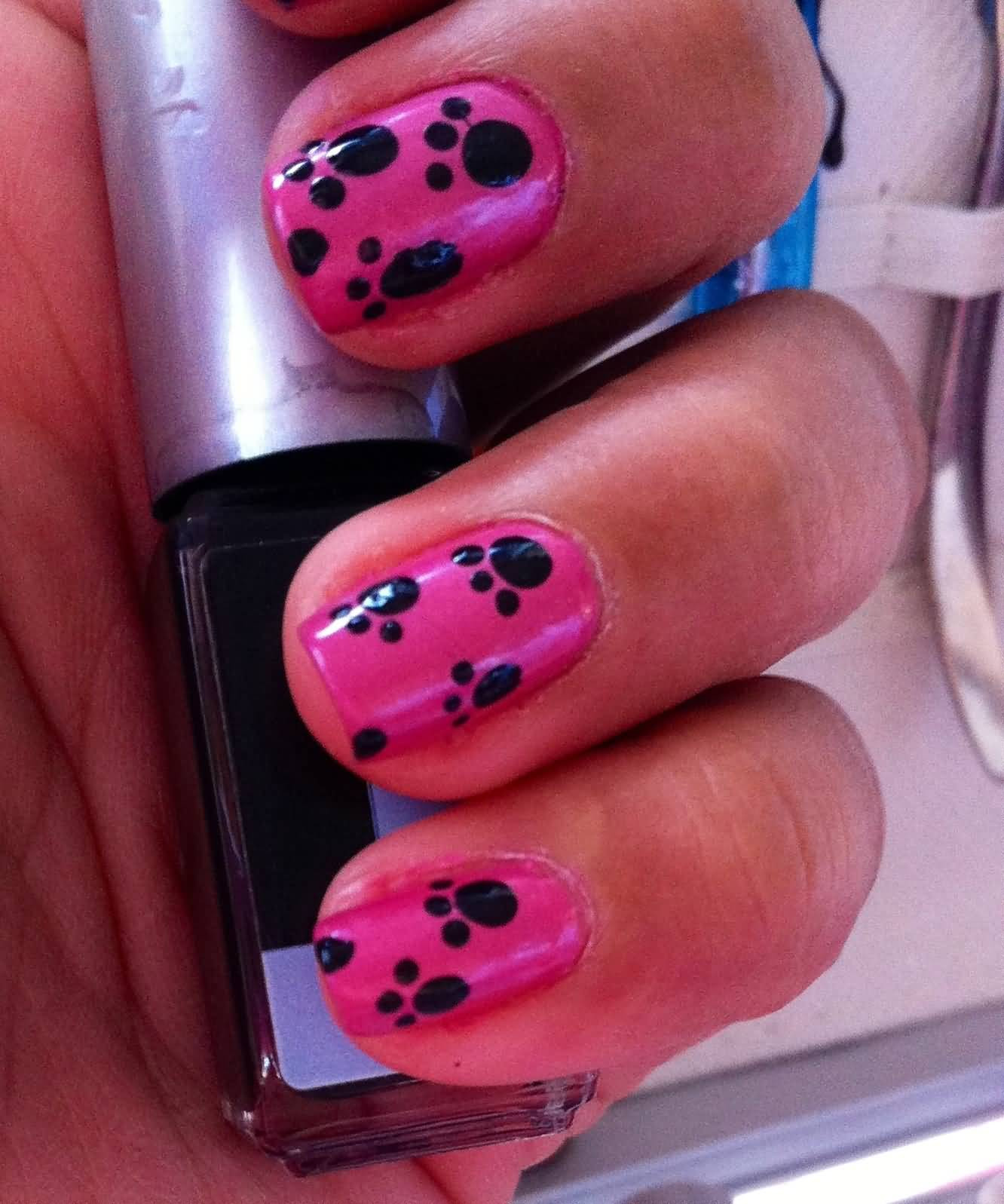 Dog Paw Nail Art
 51 Most Stylish Black And Pink Nail Art Design Ideas