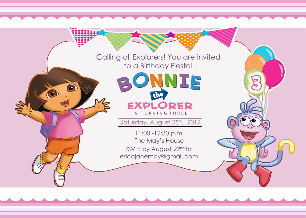 Dora Birthday Invitations
 Dora the Explorer Birthday Party Invitations
