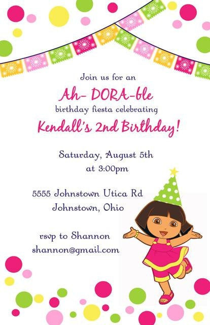 Dora Birthday Invitations
 Dora birthday invitation