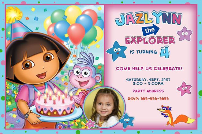 Dora Birthday Invitations
 Dora The Explorer Birthday Party Invitations