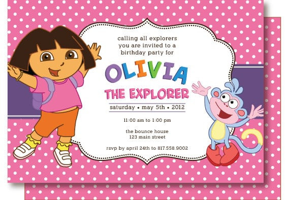 Dora Birthday Invitations
 Dora Explorer Birthday Invitation Template