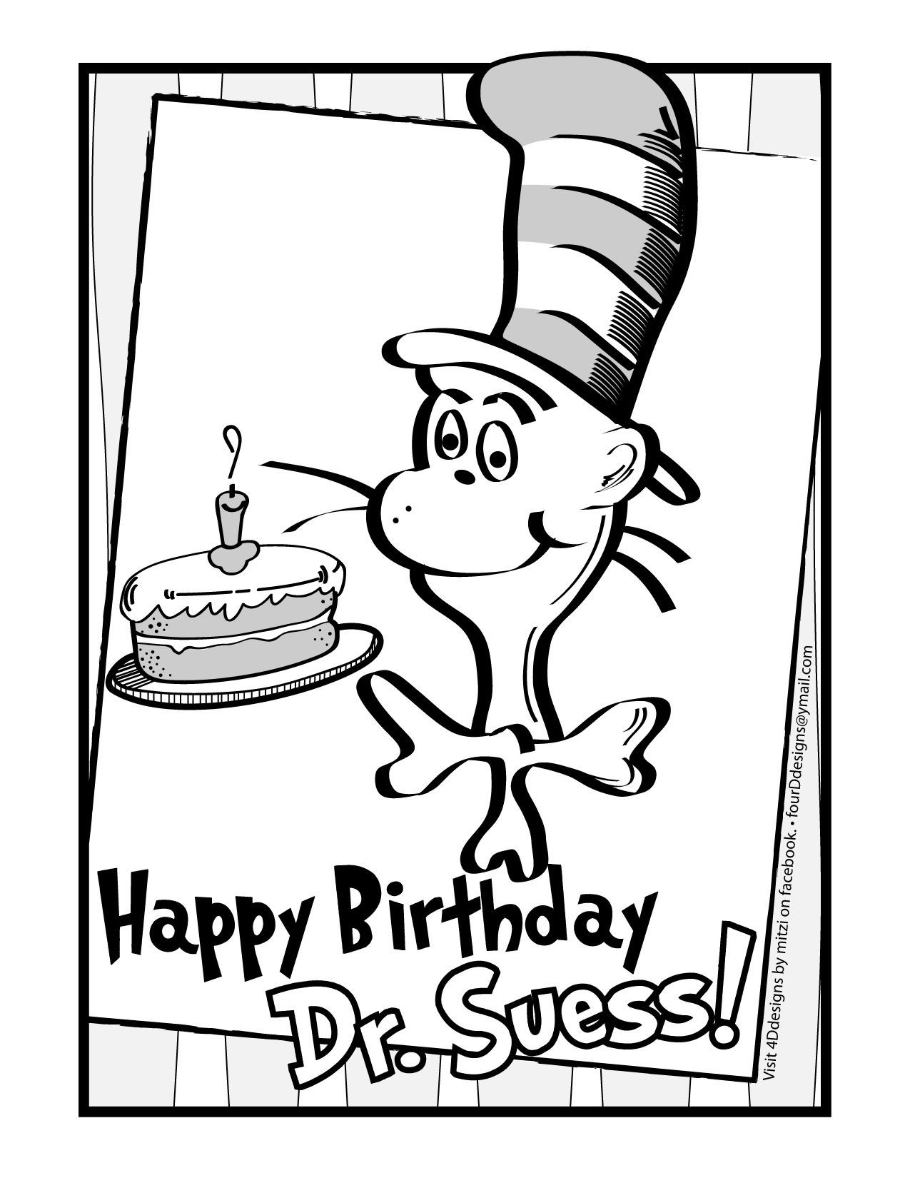 Dr.Seuss Printable Coloring Pages
 Happy Birthday Dr Suess Coloring Page • FREE
