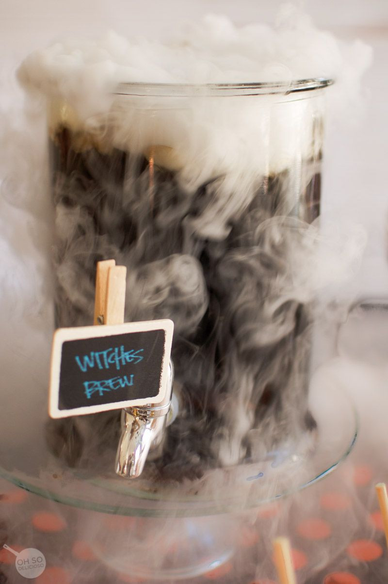 Dry Ice Ideas For Halloween Party
 Wicked Witches Brew aka homemade rootbeer with dry ice