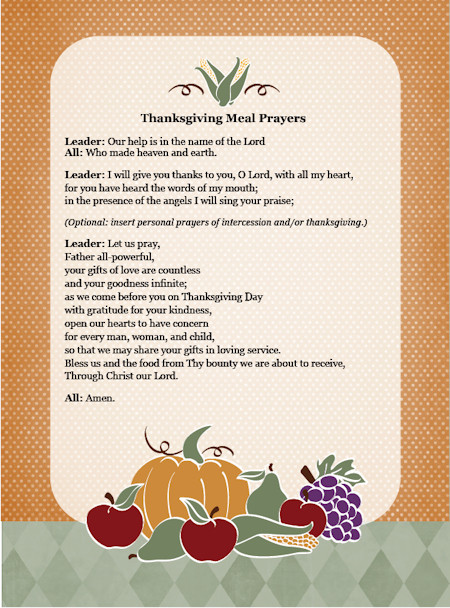 Easter Dinner Prayer
 Thanksgiving Day Meal Prayers – Family in Feast and Feria