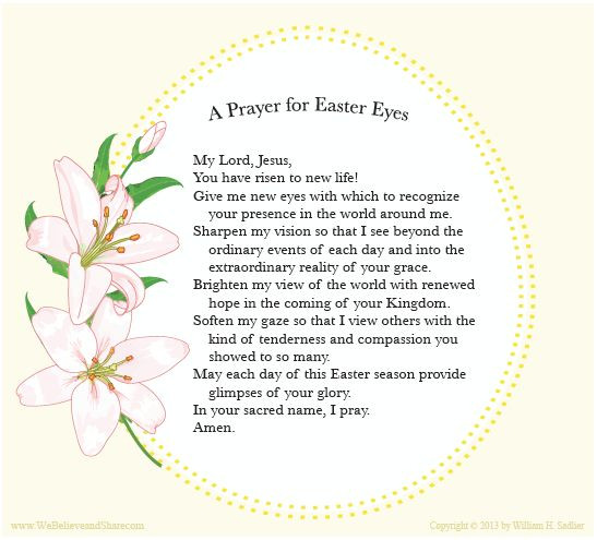 Easter Dinner Prayer
 We invite you to a “Prayer for Easter Eyes” and