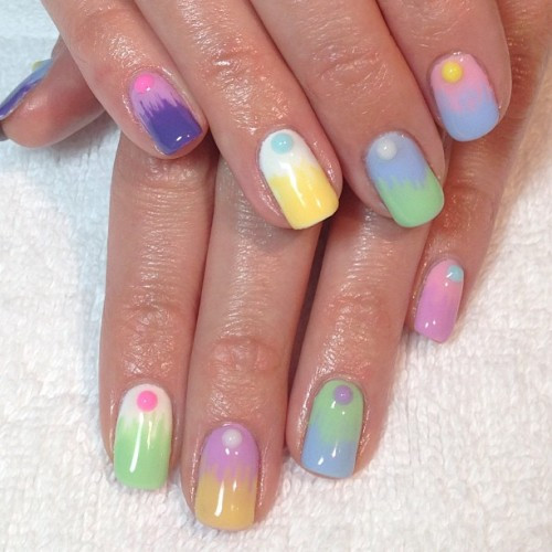 Easter Gel Nail Designs
 Pastel fade perfect for Easter gel nailart