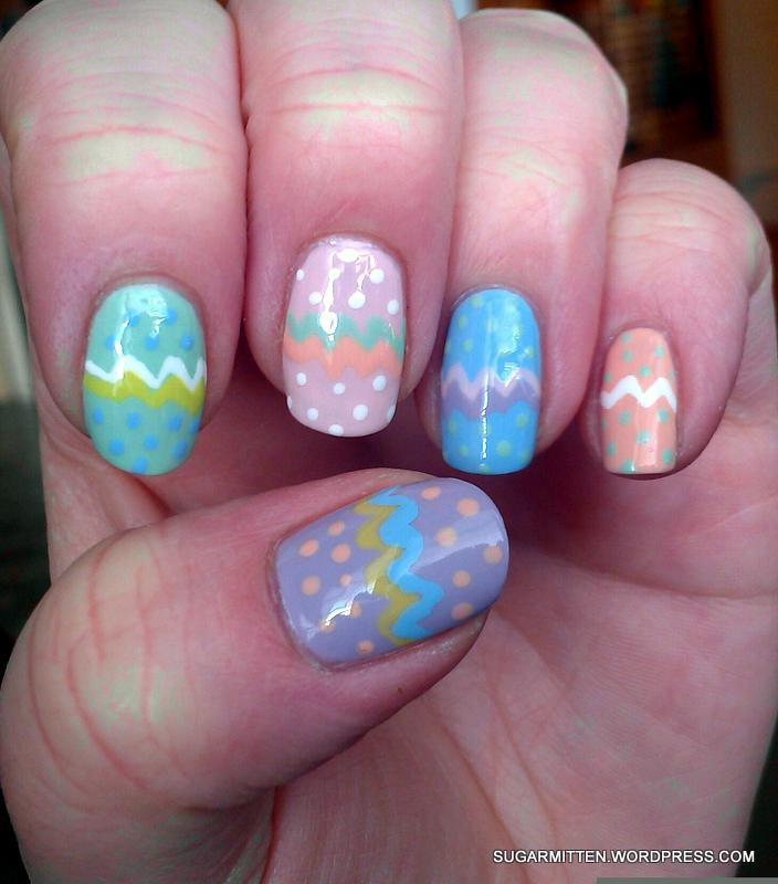 Easter Nail Designs
 Pastel Skittles with Easter Egg Nail Art