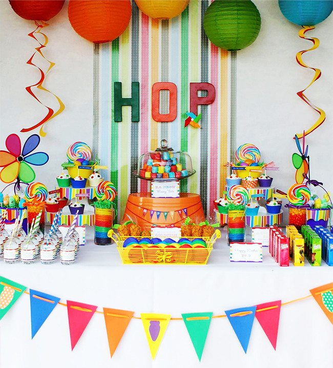 Easter Theme Party Ideas
 Rainbow "Hoppy Easter" party