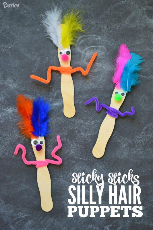 Easy Arts And Crafts For Preschoolers
 Stick Puppets Kid s Craft with Sticky Sticks Darice