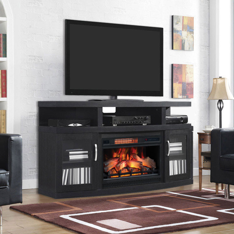 Electric Fireplace Media Cabinets
 Cantilever Cabinet Embossed Oak & 26" Infrared Firebox