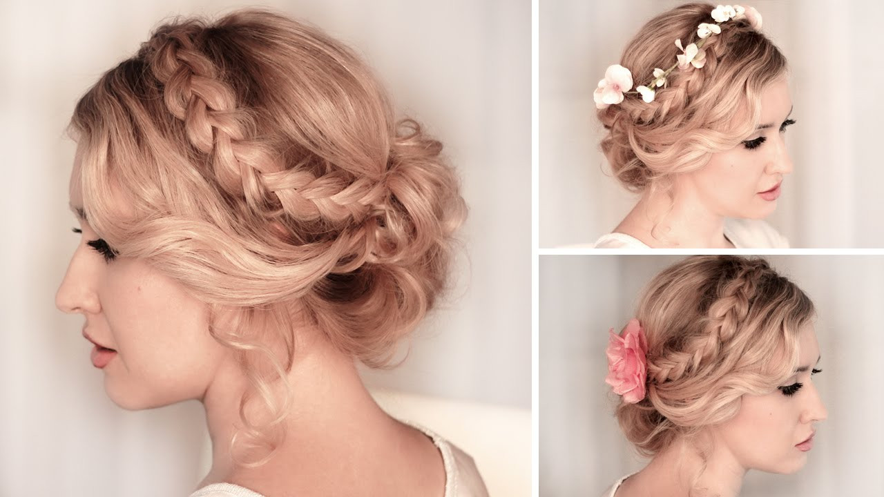 Elegant Hairstyle For Medium Hair
 Braided updo hairstyle for BACK TO SCHOOL everyday party