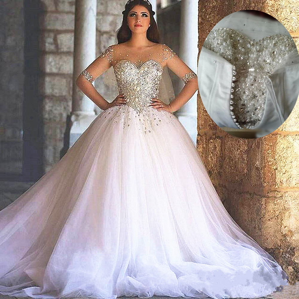 Elegant Wedding Gown
 Rhinestones Long Sleeve Princess Wedding Dresses 2016