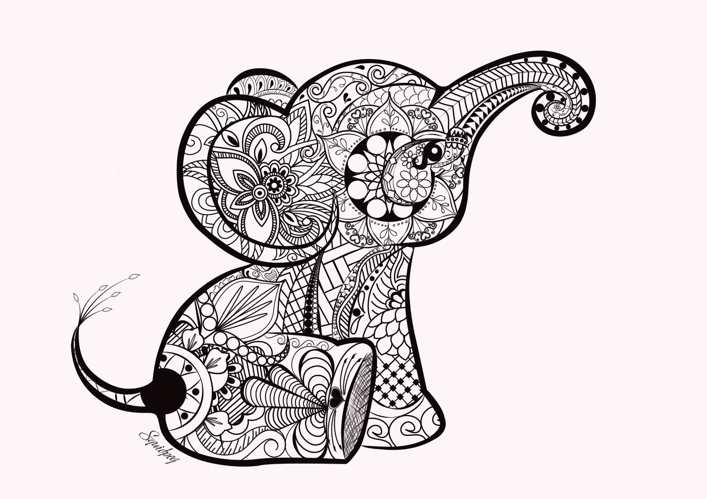 Elephant Coloring Book For Adults
 Baby Elephant Doodle on Behance