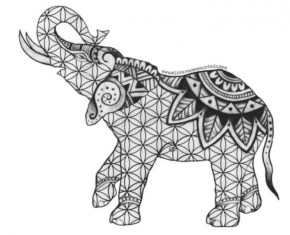 Elephant Coloring Book For Adults
 Get This Free Printable Elephant Coloring Pages for Adults