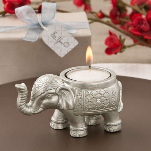 Elephant Wedding Favors
 Good luck silver Indian elephant candle holder Wedding