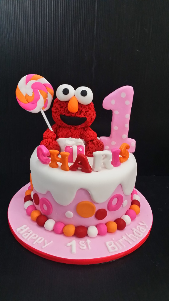 Elmo 1st Birthday Cake
 Elmo cake and cookies for 1 year old Charis