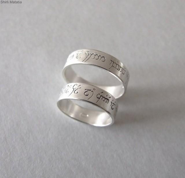 Elvish Wedding Rings
 Two Silver Elven Love Rings Wedding Bands Lord Ther Rings Jewelry Engagement Rings