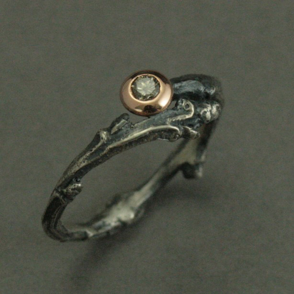 Elvish Wedding Rings
 Heart of the Forest Engagement Ring Sterling Silver Rose