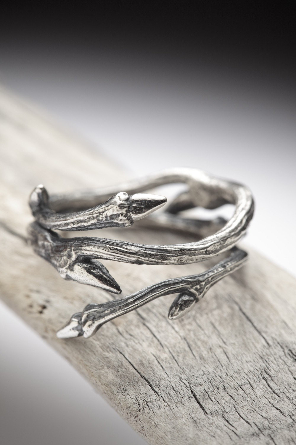 Elvish Wedding Rings
 Elvish Twine stacking ring dark sterling silver twig ring