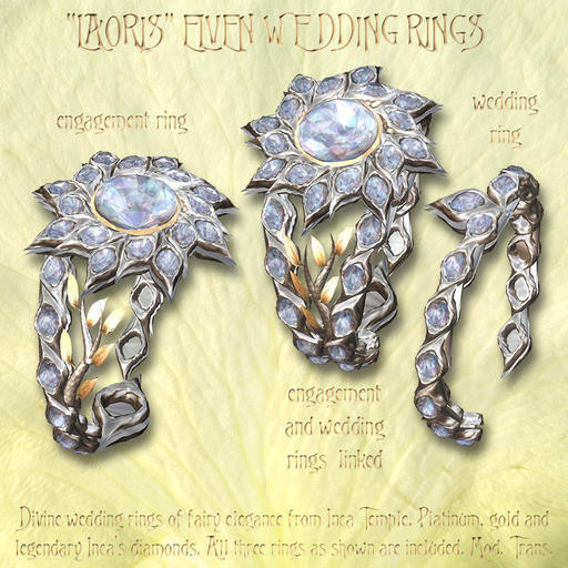 Elvish Wedding Rings
 "Laoris" elven fairy wedding rings set
