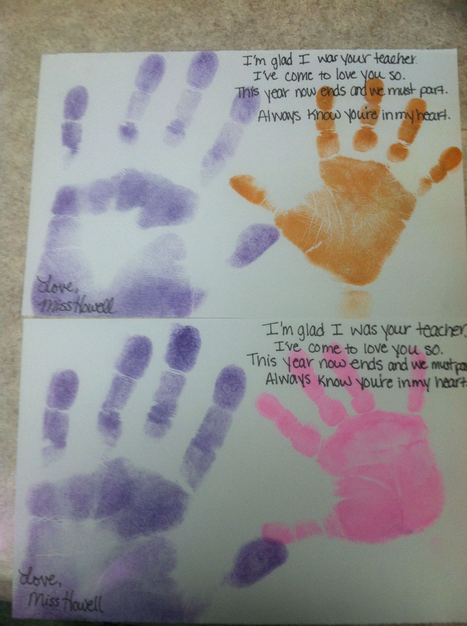 End Of The Year Crafts For Preschoolers
 End of the school year craft handprint and poem
