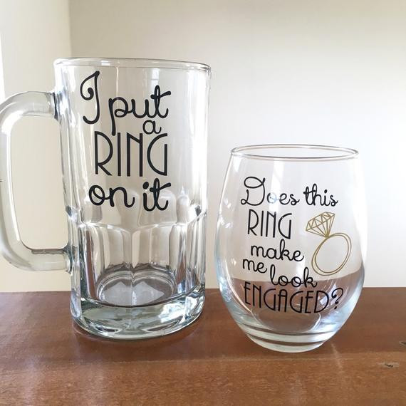 Engagement Gift Ideas For The Couple
 Couples engagement t I put a ring on it beer by
