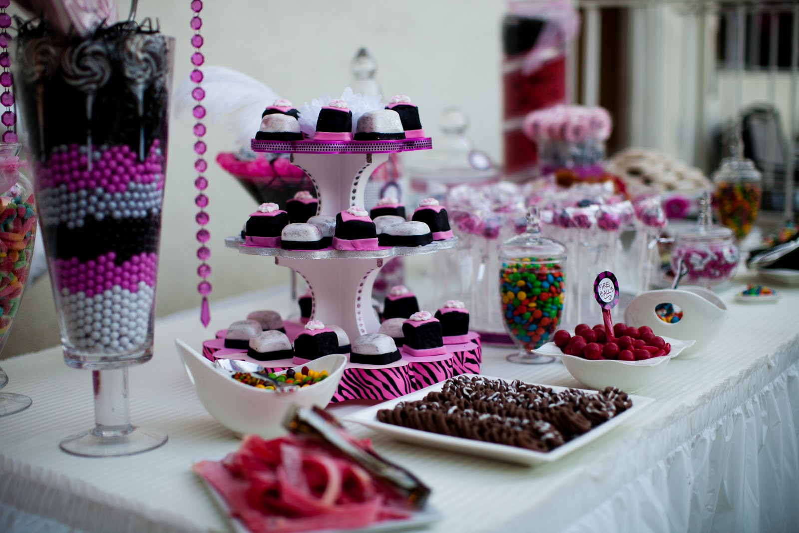 Engagement Party Buffet Ideas
 Pink and Black Engagement Party