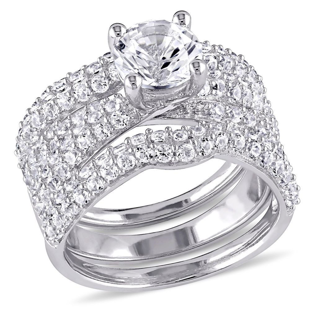 Engagement Wedding Rings Sets
 ROUND DIAMOND SAPPHIRE ENGAGEMENT WEDDING RING SET SZ 6 SZ