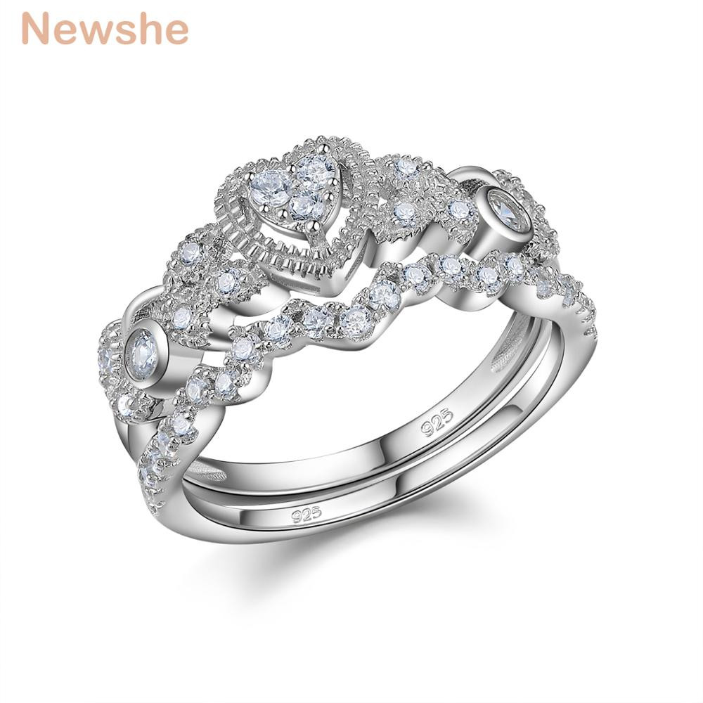 Engagement Wedding Rings Sets
 Newshe Heart Shape Wedding Ring Sets Engagement Band