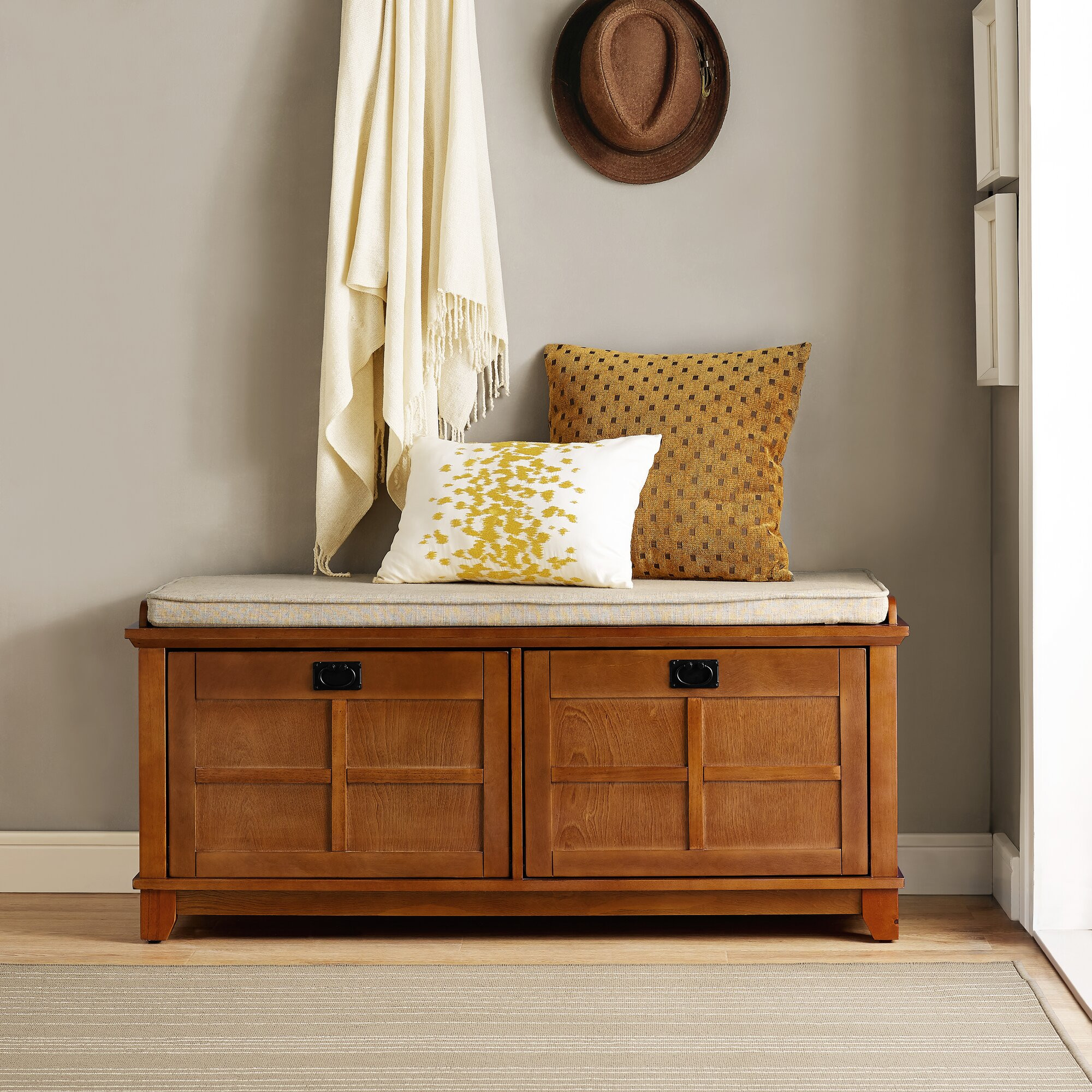 Entry Bench With Storage
 Bay Isle Home Haddam Fabric Storage Entryway Bench