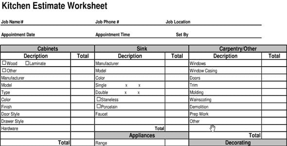 Estimate Kitchen Remodel
 4 Kitchen Remodel Cost Calculators – Word Templates