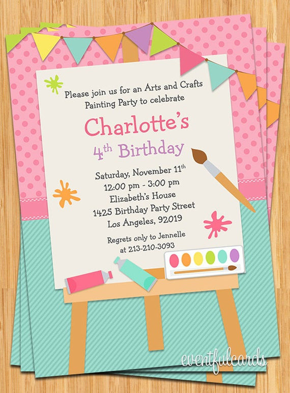 Evite Birthday Invitations
 Art Painting Birthday Party Invitation for Kids Printable
