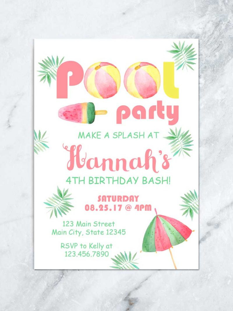 Evite Birthday Invitations
 Ice Cream Pool Party Invitation Summer Beach Birthday