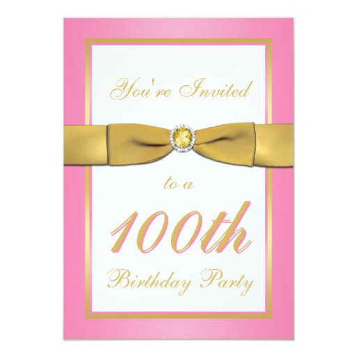 Evites Birthday Invitations
 Pink and Gold 100th Birthday Invitation