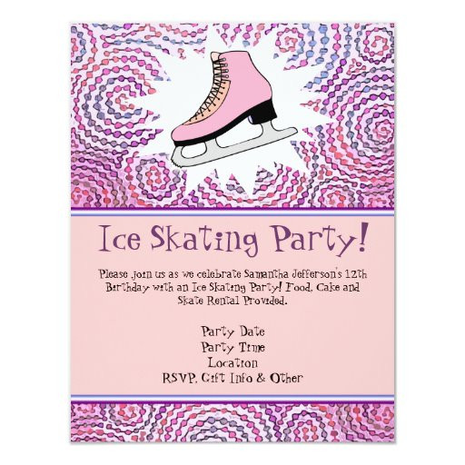 Evites Birthday Invitations
 Pink Personalized Ice Skating Party Invitation