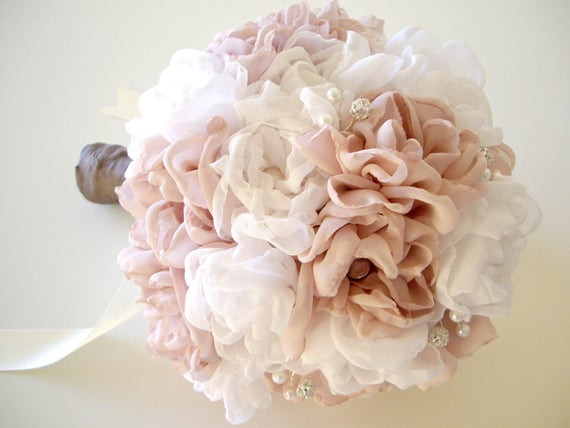 Fabric Wedding Flowers
 Items similar to Fabric bridal bouquet Vintage inspired