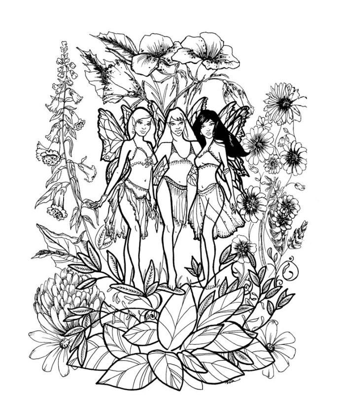 Fairy Adult Coloring Pages
 FAIRY COLORING PAGES