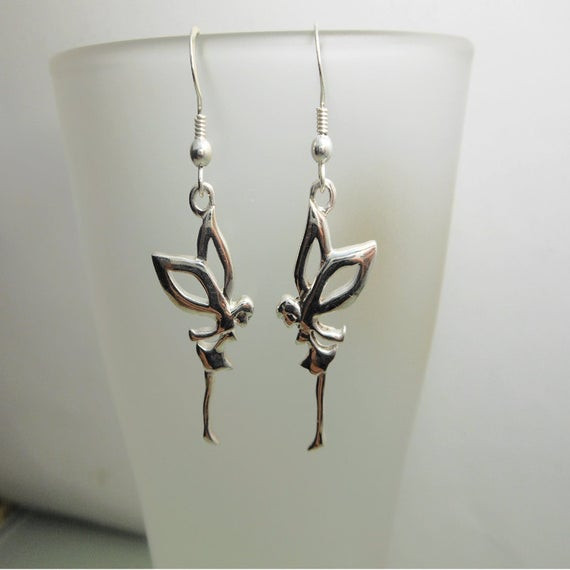 Fairy Tail Earrings
 Lovely Solid Sterling Silver Drop Earring With Fairy Tail