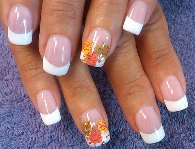 Fall French Tip Nail Designs
 fall leaf french Nail Art Gallery