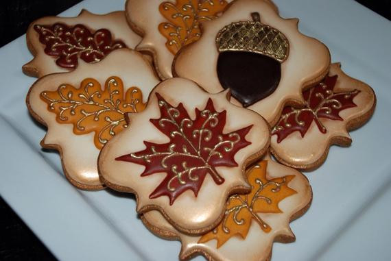 Fall Sugar Cookies
 Items similar to Elegant Autumn Fall leaves Thanksgiving