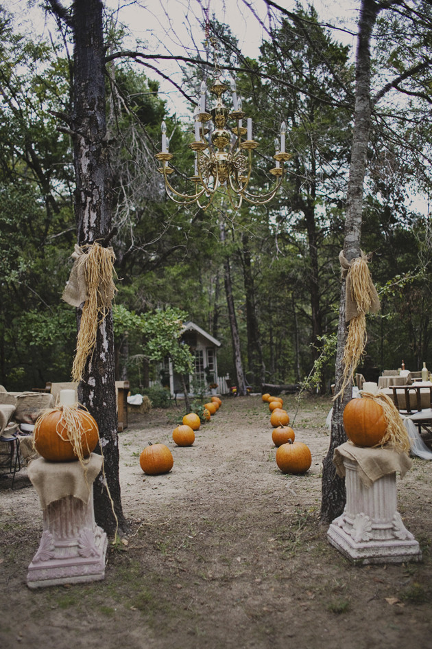 Fall Wedding Decorations Diy
 DIY Glittery Pumpkin Filled Fall Wedding In The Woods