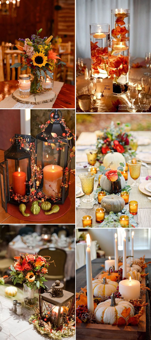 Fall Wedding Table Decorations
 46 Inspirational Fall & Autumn Wedding Centerpieces Ideas