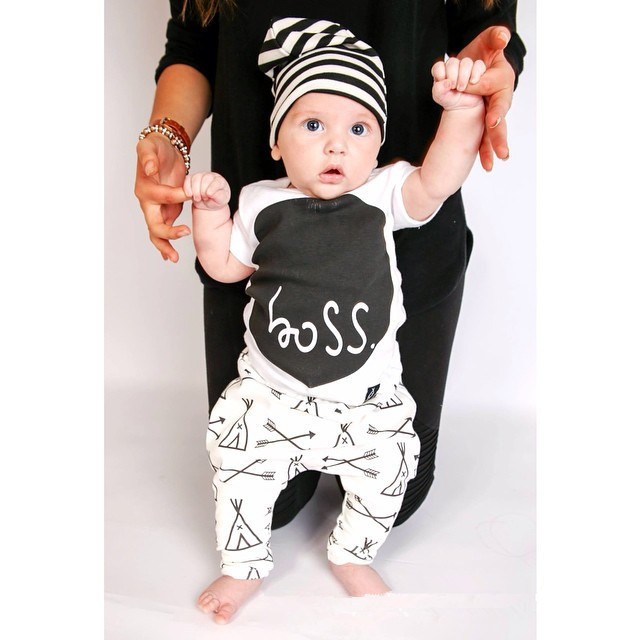 Fashion Baby Boy Clothing
 2018 Fashion kis suit baby clothing set letter boss short