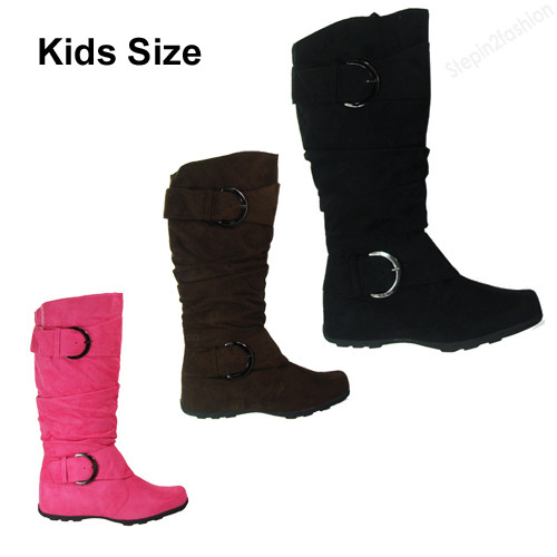 Fashion Boots For Kids
 Girls Kids Boots Knee High Faux Suede Flat Boot Fashion