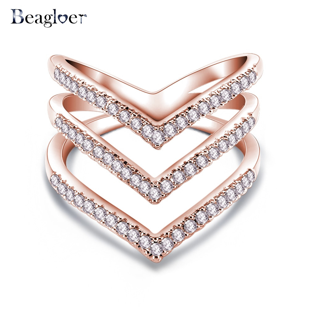 Fashion Diamond Rings
 Promotion Sale Beagloer Fashion Ring Rose Golden Plated